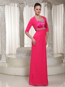 Beaded Red Chiffon Mother Of The Groom Dresses with Spaghetti Straps