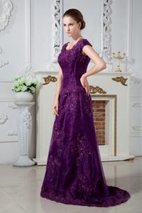 Angel Purple Scoop Satin Mothers Dress for Weddings