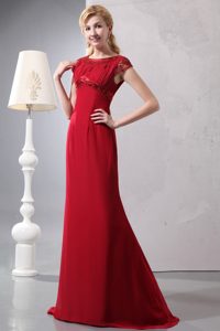 Wine Red Column Scoop Mother Of The Groom Dresses with