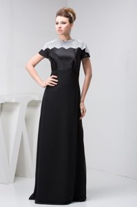 Elegant Black and White Long Mother Dress for Wedding in Chiffon