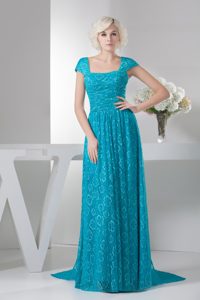 Beautiful Teal Mothers Dresses for Weddings with Cap Sleeves