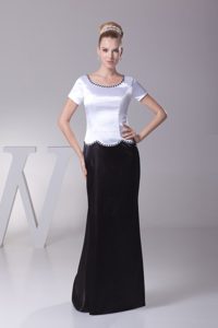 Black and White Sheath Scoop Short Sleeves Mothers Dress for Weddings