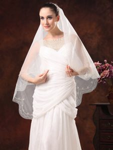 One-Tier Embroidery Tulle Graceful Wedding Veils