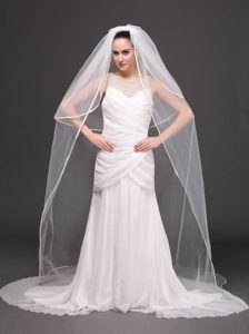 Two-tier Tulle White Chapel-length Bridal Veils