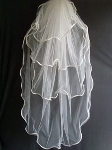Four Layers Taffeta Ribbon Edge Tulle Wedding Veil