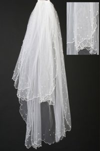 Organza Pearl Trim Edge Wedding / Bridal Veil