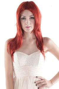 Medium Long High Quality Synthetic Red Straight Hair Wig