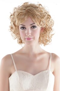 Cute Medium Curly Blonde High Quality Synthetic Hair Hair Wig