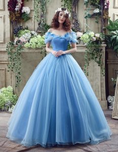 Off the Shoulder Blue Sleeveless Ruching and Bowknot Floor Length Wedding Gowns