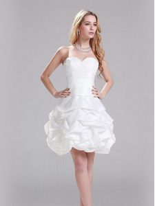Sophisticated Sleeveless Mini Length Ruffles Zipper Bridal Gown with White