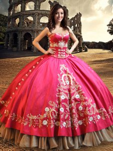Custom Design Hot Pink Sleeveless Beading and Embroidery Floor Length Quinceanera Gowns