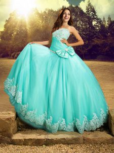 Apple Green Sleeveless Tulle Lace Up Sweet 16 Quinceanera Dress for Military Ball and Sweet 16 and Quinceanera