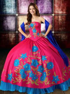 Discount Embroidery Sweet 16 Quinceanera Dress Multi-color Lace Up Sleeveless Floor Length