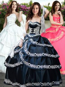 Vintage Ruffled Navy Blue Sleeveless Taffeta Lace Up Quinceanera Gown for Military Ball and Sweet 16 and Quinceanera