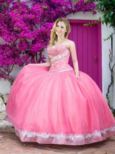 Stylish Sleeveless Lace Up Floor Length Beading and Appliques Quinceanera Gown