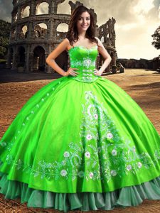 Satin Off The Shoulder Sleeveless Lace Up Lace and Embroidery Vestidos de Quinceanera in