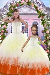 Beading Quinceanera Dress Multi-color Lace Up Sleeveless Floor Length