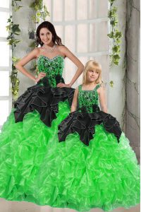 Sweetheart Sleeveless Quince Ball Gowns Floor Length Beading and Ruffles Organza