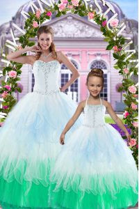 Delicate Floor Length Multi-color Sweet 16 Dresses Sweetheart Sleeveless Lace Up