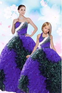 Sweet Sequins and Pick Ups Sweet 16 Quinceanera Dress Multi-color Lace Up Sleeveless Floor Length