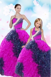 Enchanting Sleeveless Taffeta Floor Length Lace Up Sweet 16 Quinceanera Dress in Multi-color with Sequins and Pick Ups
