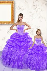 Sumptuous Pick Ups Floor Length Lavender Quince Ball Gowns Sweetheart Sleeveless Lace Up