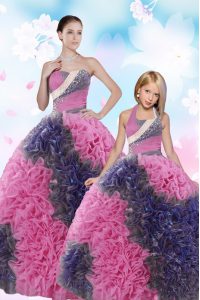 Luxurious Multi-color Taffeta Lace Up Sweetheart Sleeveless Floor Length Quinceanera Gown Sequins and Pick Ups