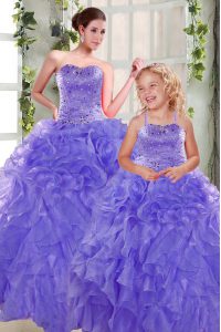Strapless Sleeveless Lace Up Ball Gown Prom Dress Lavender Organza