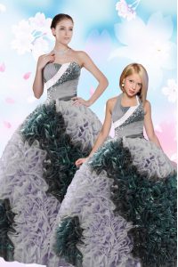 Elegant Multi-color Sleeveless Sequins and Pick Ups Floor Length Vestidos de Quinceanera