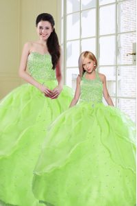 Stylish Sweetheart Sleeveless Ball Gown Prom Dress Floor Length Beading and Sequins Organza