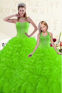 Glittering Floor Length Lace Up Vestidos de Quinceanera for Military Ball and Sweet 16 and Quinceanera with Beading and 