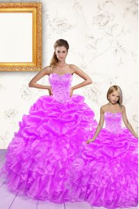 Pick Ups Floor Length Ball Gowns Sleeveless Lilac Quinceanera Gown Lace Up
