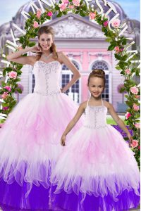 Best Selling Beading Sweet 16 Quinceanera Dress Multi-color Lace Up Sleeveless Floor Length