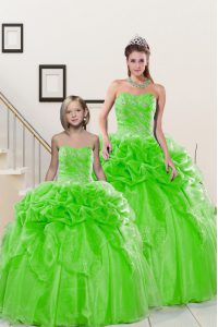 Edgy Sweetheart Sleeveless 15 Quinceanera Dress Floor Length Beading and Pick Ups Organza