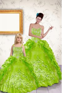 Wonderful Halter Top Pick Ups Floor Length Ball Gowns Sleeveless Yellow Green 15th Birthday Dress Lace Up