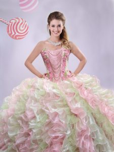 Trendy Multi-color Quinceanera Dress Military Ball and Sweet 16 and Quinceanera and For with Appliques and Ruffled Layer