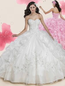 Luxurious Organza Sleeveless Floor Length Sweet 16 Dress and Beading and Appliques and Pick Ups