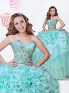 High End Apple Green Quinceanera Dress Military Ball and Sweet 16 and Quinceanera and For with Ruffles and Sequins Sweet