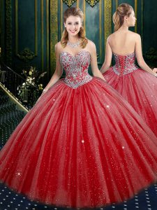 Adorable Sleeveless Beading and Sequins Lace Up Sweet 16 Dress