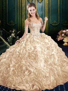 Sleeveless Court Train Lace Up Beading and Ruffles Quinceanera Gowns