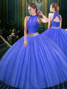 Delicate Tulle Sleeveless Floor Length 15 Quinceanera Dress and Lace and Appliques