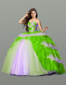 Multi-color Quince Ball Gowns Military Ball and Sweet 16 and Quinceanera and For with Beading Sweetheart Sleeveless Lace