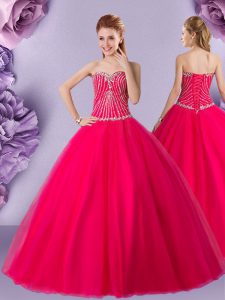 Floor Length Ball Gowns Sleeveless Hot Pink 15 Quinceanera Dress Lace Up