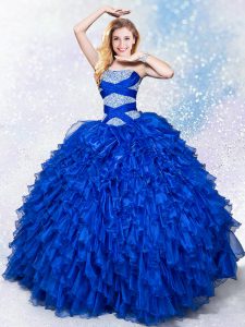 Smart Sleeveless Beading and Ruffles Lace Up Sweet 16 Quinceanera Dress