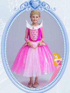 On Sale Scoop Long Sleeves Side Zipper Toddler Flower Girl Dress Hot Pink Tulle