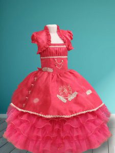 Top Selling Organza and Taffeta Sleeveless Floor Length Flower Girl Dresses for Less and Appliques and Ruffled Layers