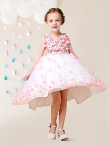 Scoop Sleeveless Lace and Appliques Zipper Flower Girl Dresses
