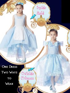 Fashion Scoop Light Blue Organza Zipper Toddler Flower Girl Dress Cap Sleeves High Low Bowknot