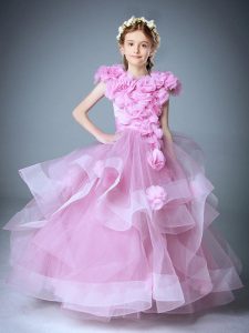 Perfect Scoop Baby Pink Zipper Flower Girl Dress Hand Made Flower Sleeveless Floor Length