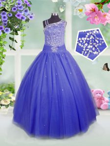 Top Selling Tulle Sleeveless Floor Length Pageant Dress Womens and Beading